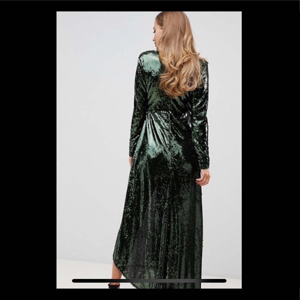 ASOS plunge asymmetric sequin maxi dress NWT - Picture 6 of 7